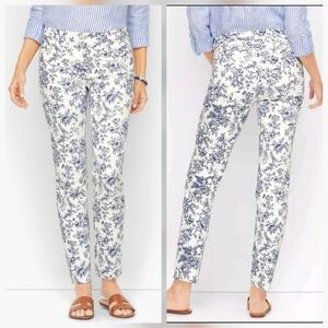 Talbots Women's Blue and White Floral Print Jeans, Size 2